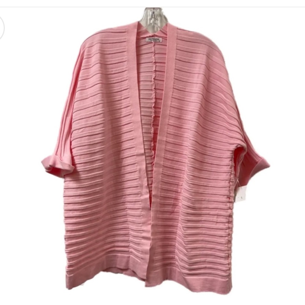 Elegant Pink Open-Front Cardigan